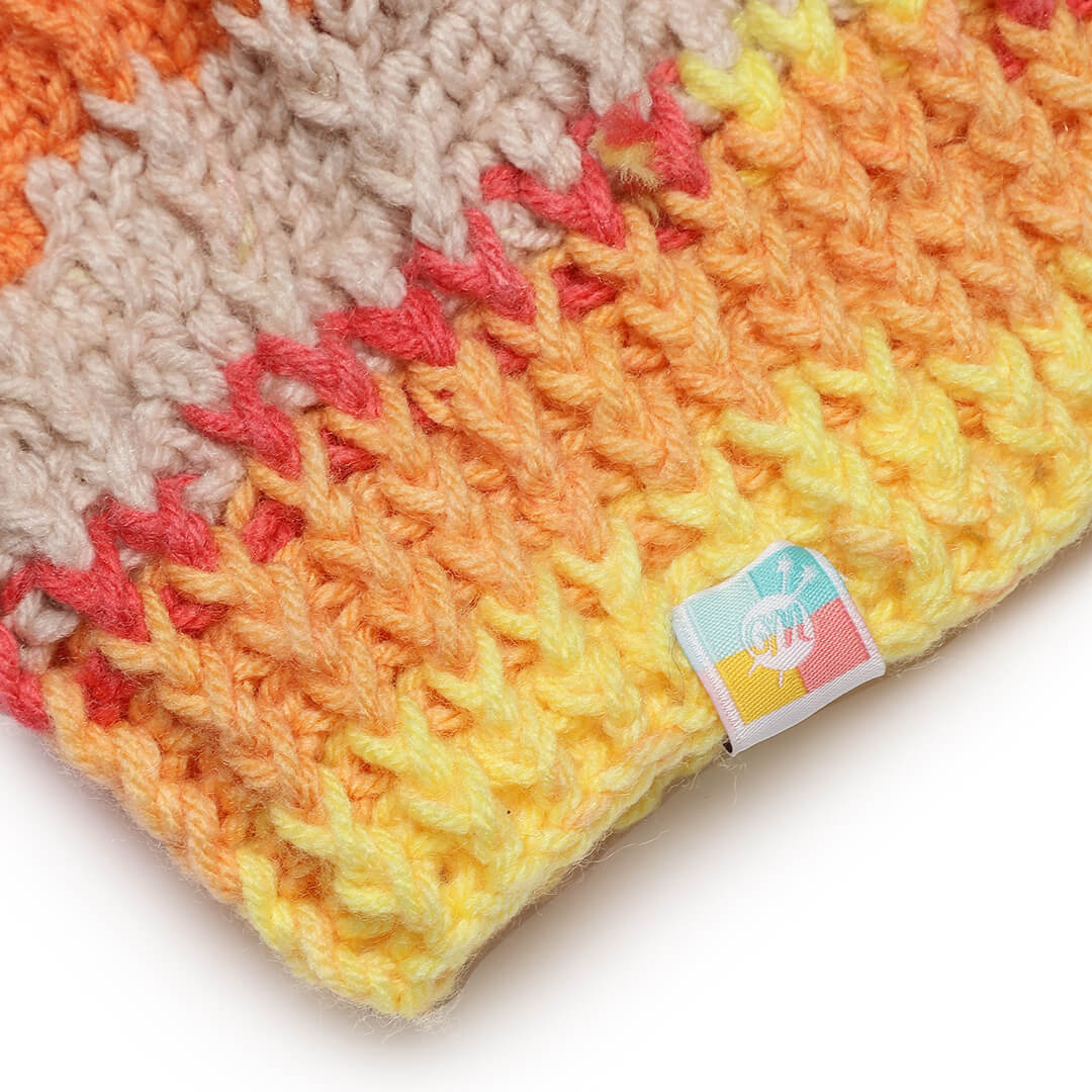 Self Striping Slouch Beanie - Orange Red Yellow 3005