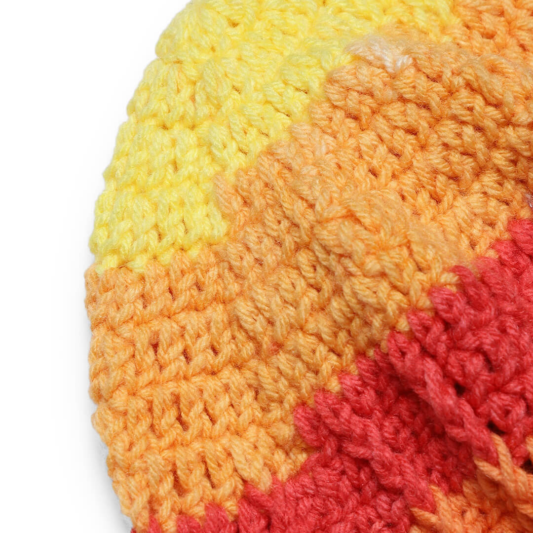Self Striping Slouch Beanie - Orange Red Yellow 3005