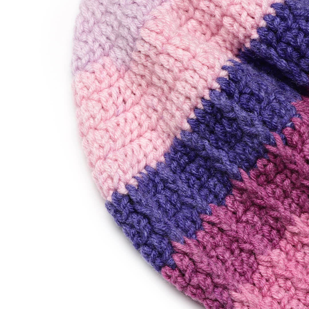Self Striping Slouch Beanie - Pink Blue 3001