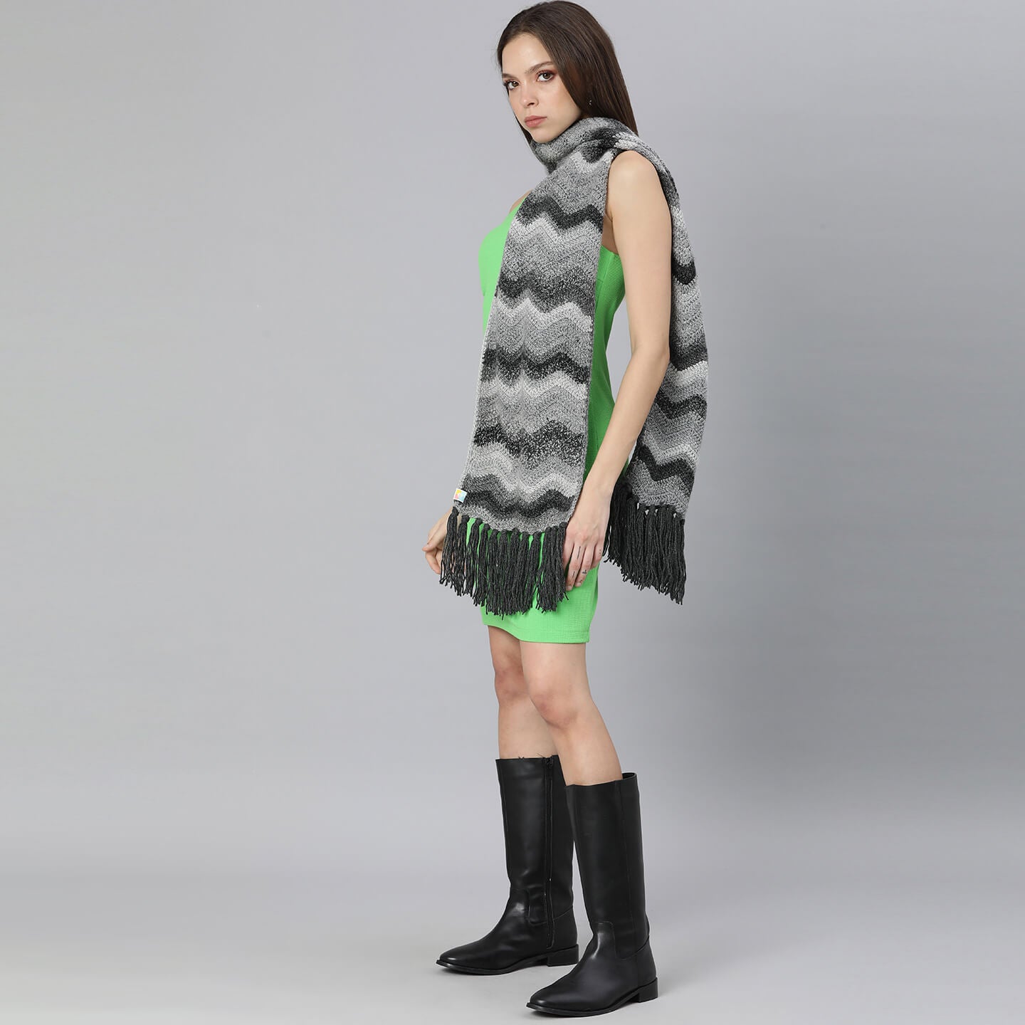 Shades Of Grey Waves Scarf - 2958