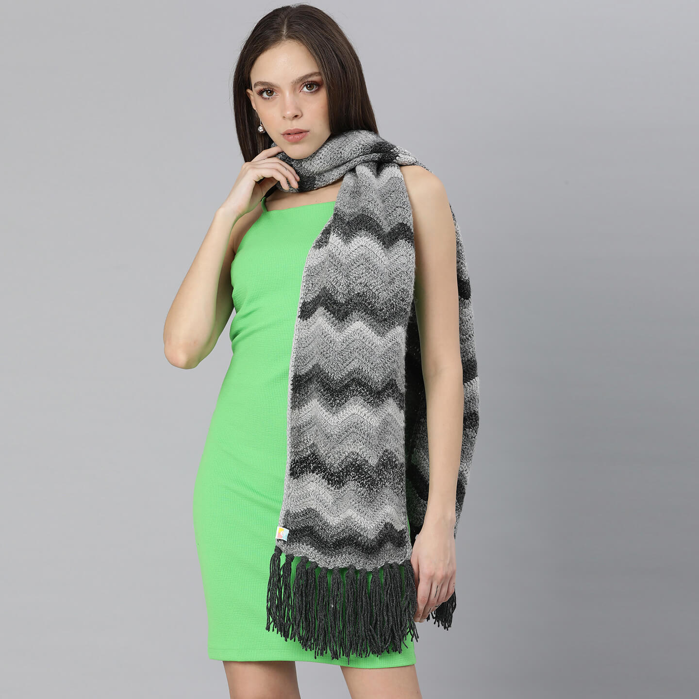Shades Of Grey Waves Scarf - 2958