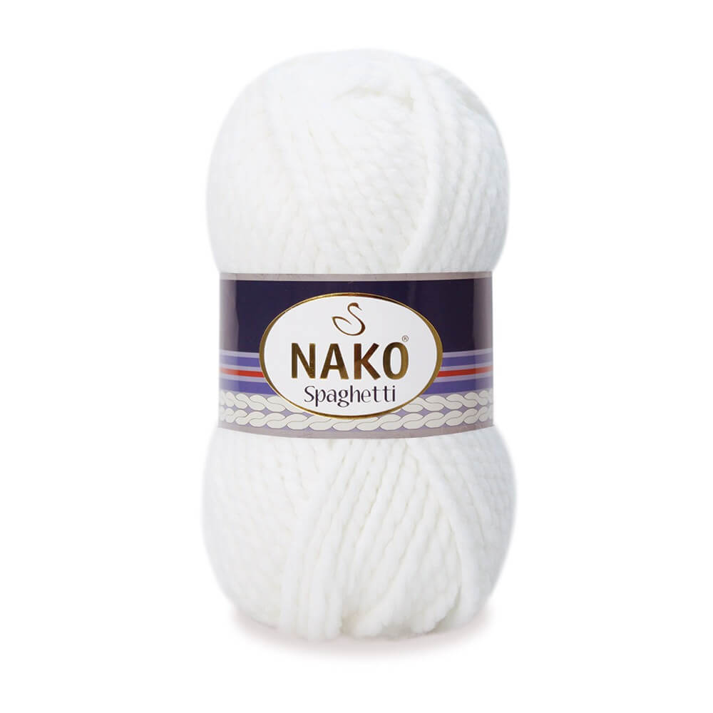 Nako Spaghetti Thick Chunky Yarn - White 208