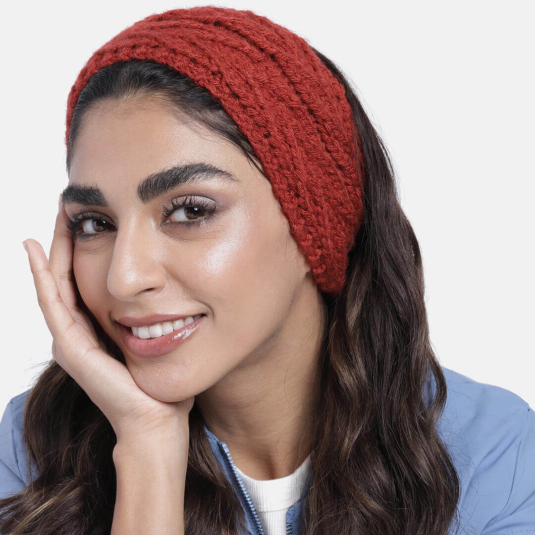 V Stitch Woven Headband - Red 3014