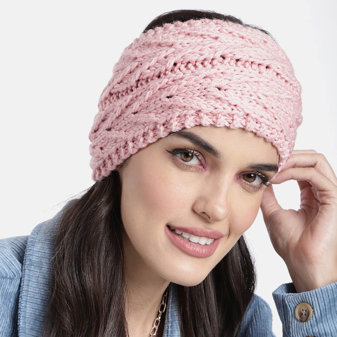V Stitch Woven Headband - Pink 2607