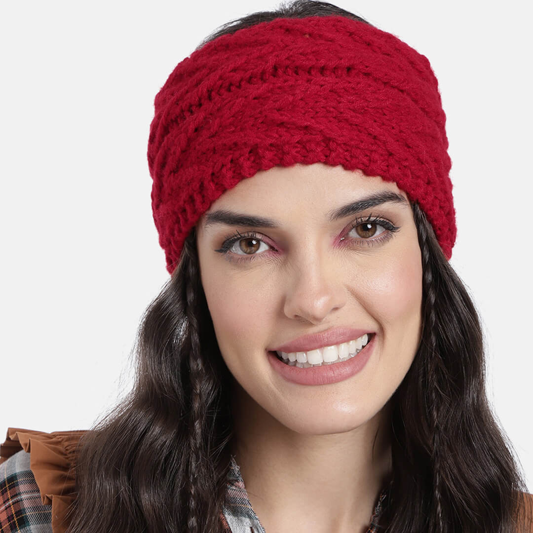 V Stitch Woven Headband - Red 2608